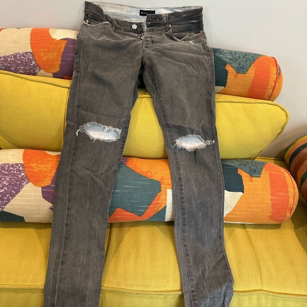 Charcoal Distressed Skinny Jeans